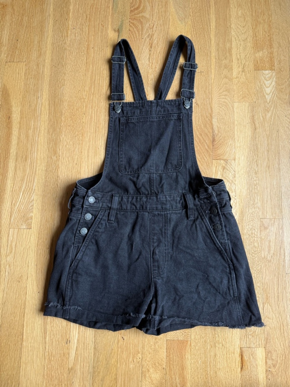 Madewell Black Denim Short Overalls